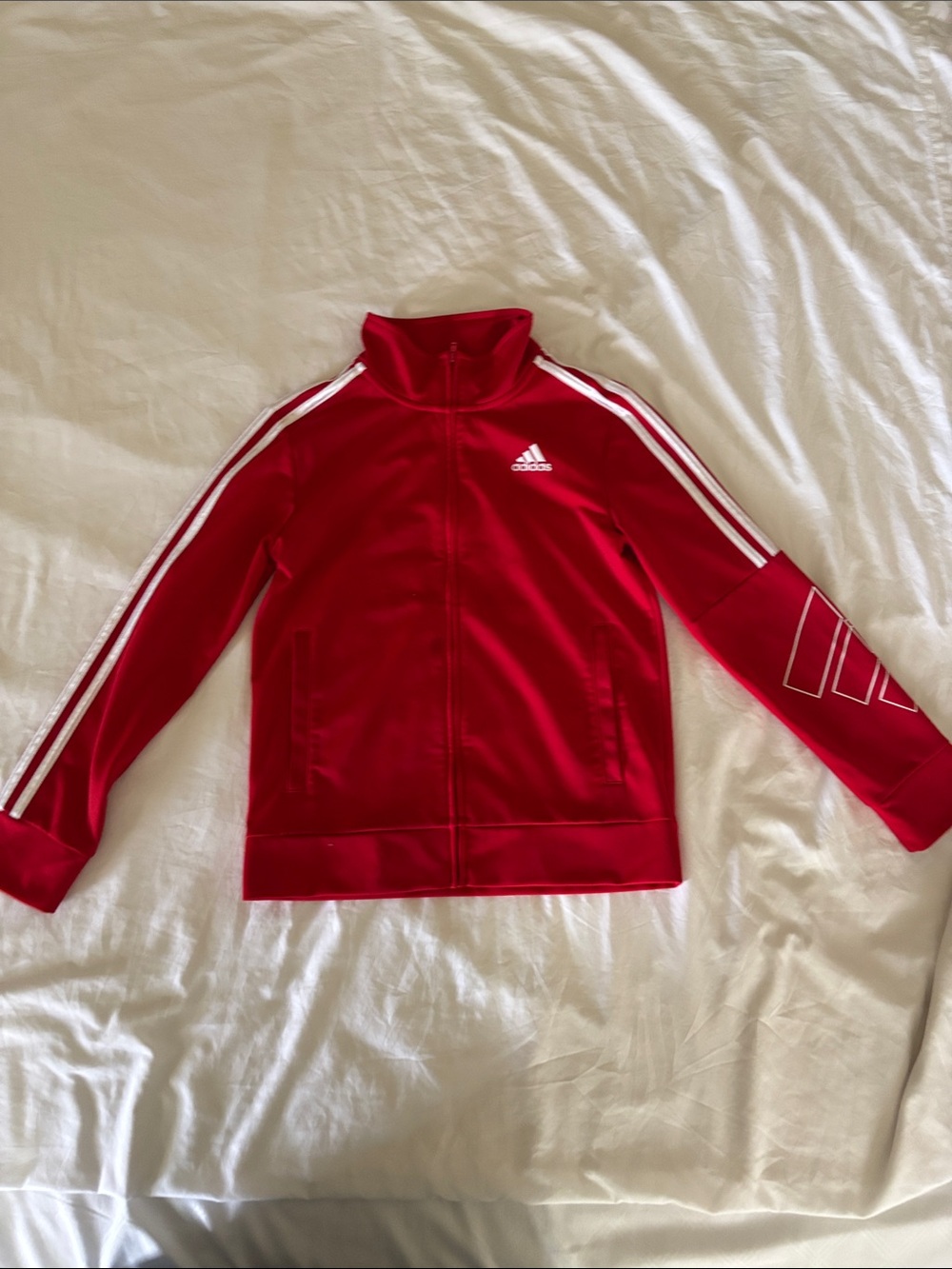 adidas Red Kids' Track Jacket with White Stripes